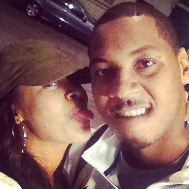 La La Anthony and her husband Carmelo Anthony get silly for the camera.
