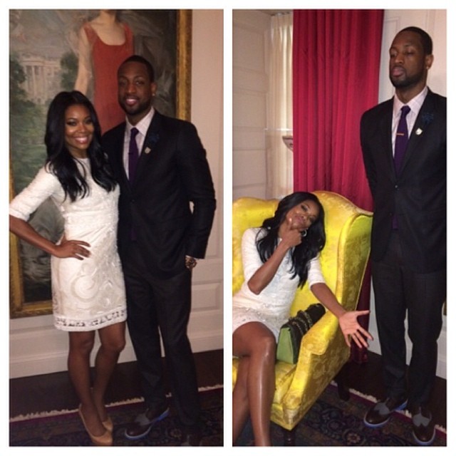 Gabrielle Union shares a pic with her fiance Dwyane Wade at the White House.
