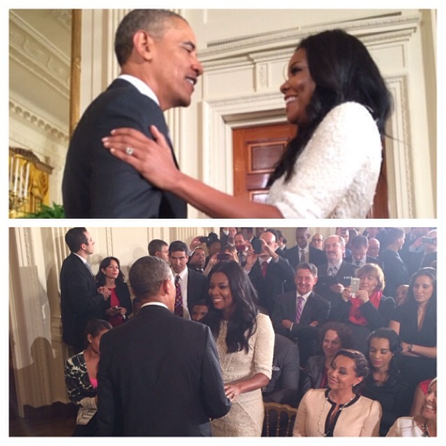 “Never. Gets. Old. … AND our President asked me about #beingmaryjane !!!! Told him was on tonight at 10!! Lol” Gabby captioned for her trip with the Miami Heat to the White House.