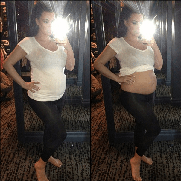 Aw! Kim shared a baby bump selfie while pregnant with baby Nori