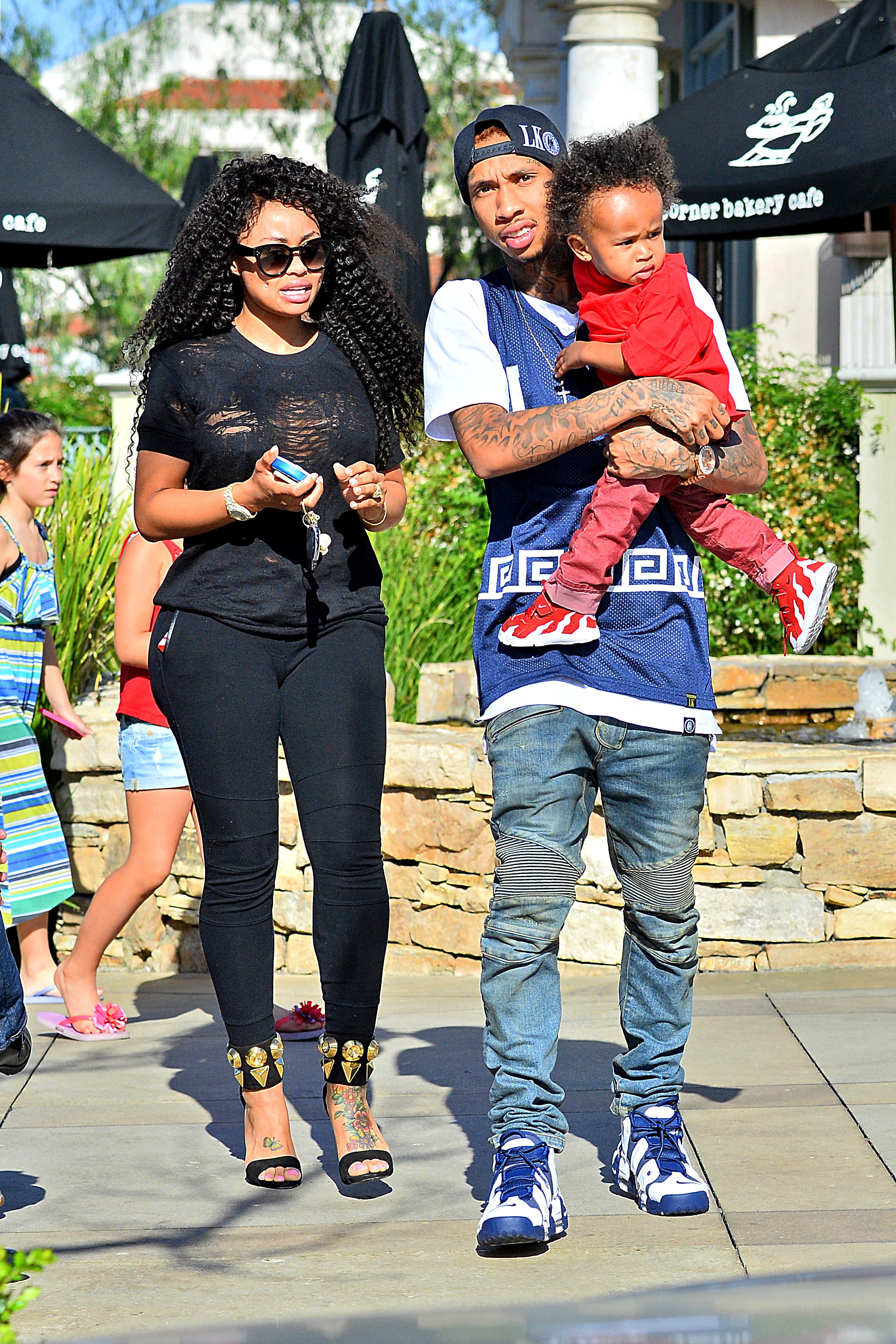 Rapper Tyga and Blac Chyna spotted out with their son King Cairo in Calabasas, CA