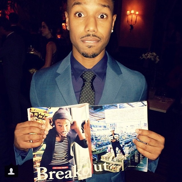 Off Guards or Nah? Looking fine as he announces his 2013 GQ Man of the Year Award.