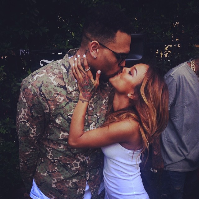 Chris Brown and his ride-or-die Karrueche Tran share a kiss at his welcome home party.