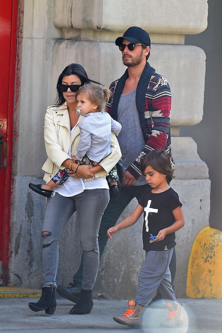 Taking the kids out for a walk.