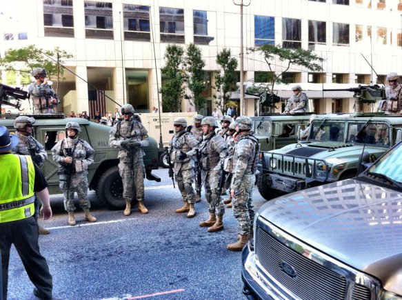 Extras wait to shoot a scene in “The Avengers,” look familiar?