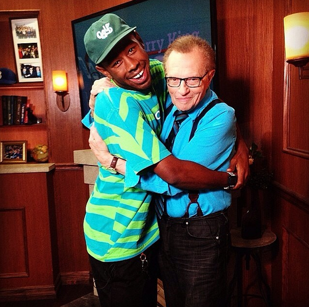 This is Tyler, The Creator embracing Larry King.