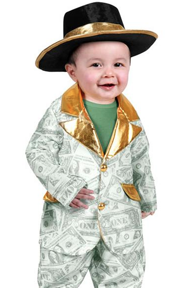 Sure, let’s teach our boys that while “pimpin’ ain’t easy,” it sure is funny for Halloween.