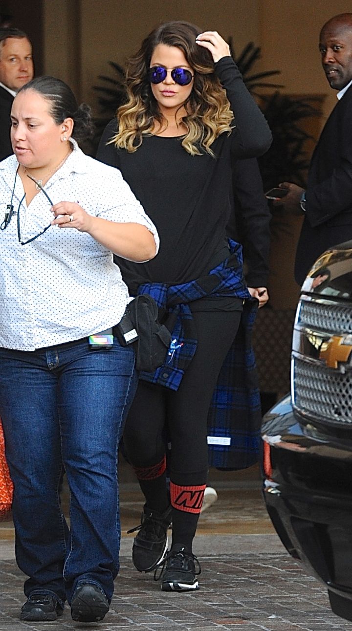 Khloe switched outfits at the end of the big day.