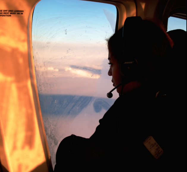 Beyonce takes in the sights from above.