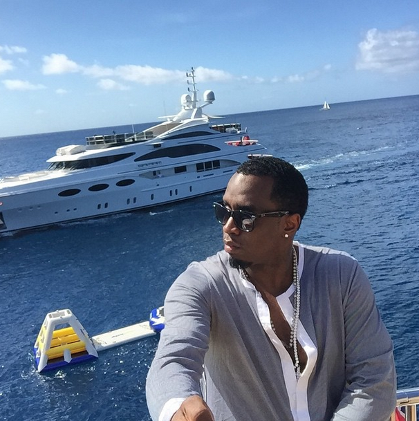 Diddy shows off his lavish style with the selfie stick.