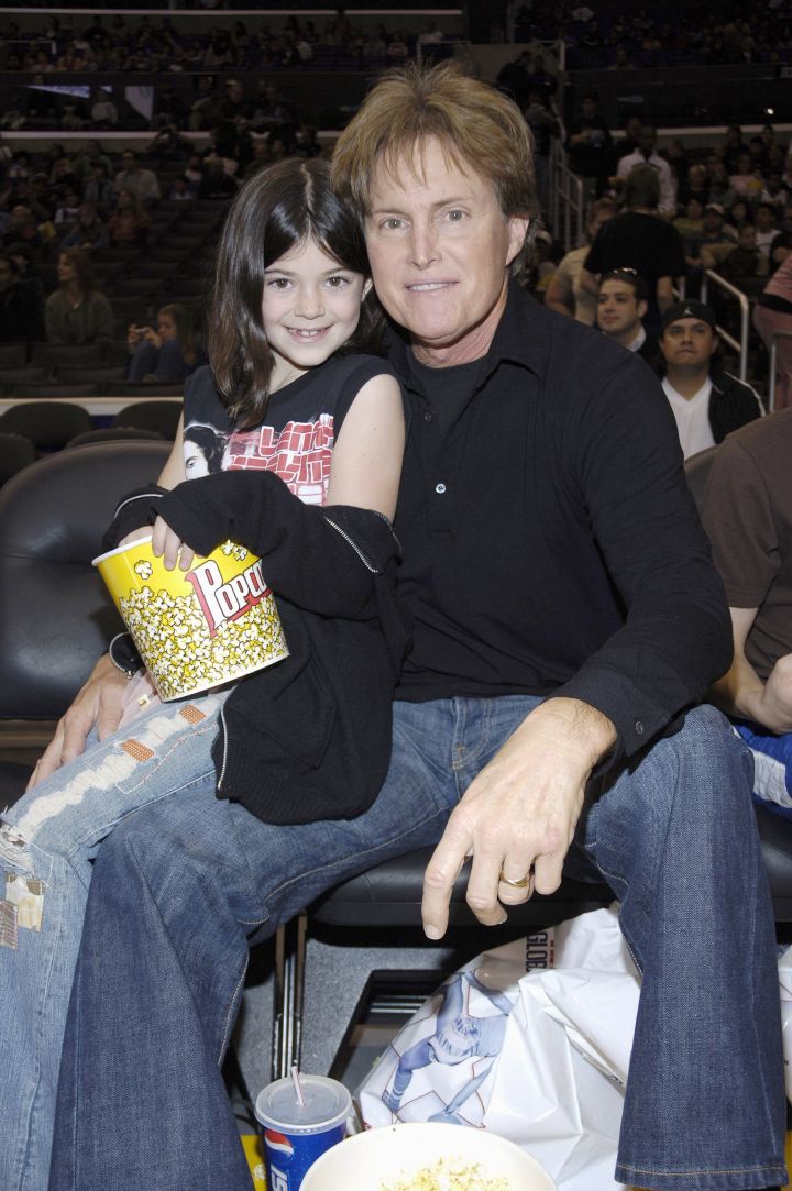 Bruce and Kendall smile for a father-daughter photo.