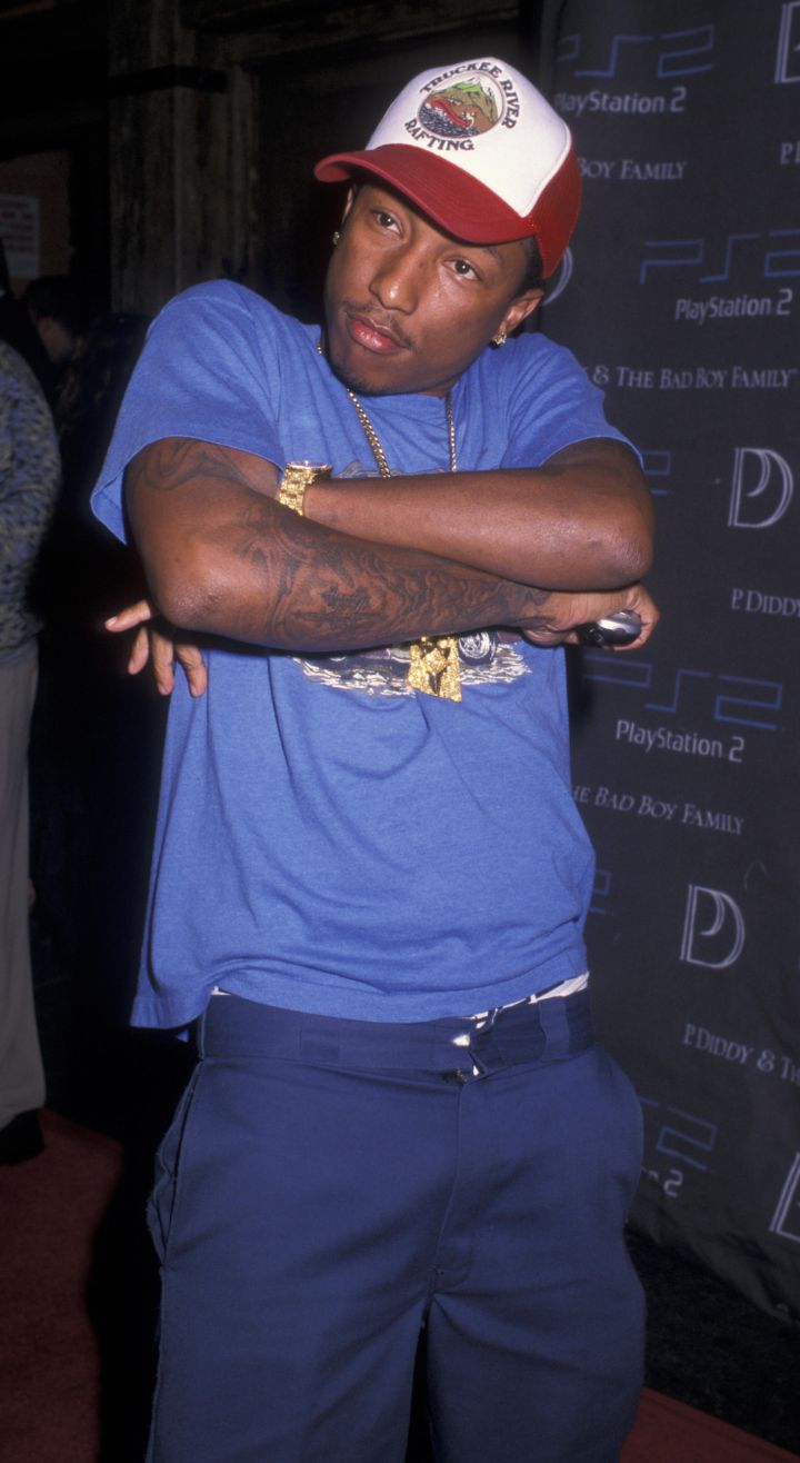 Back in the day, Pharrellās signature style included trucker hats.