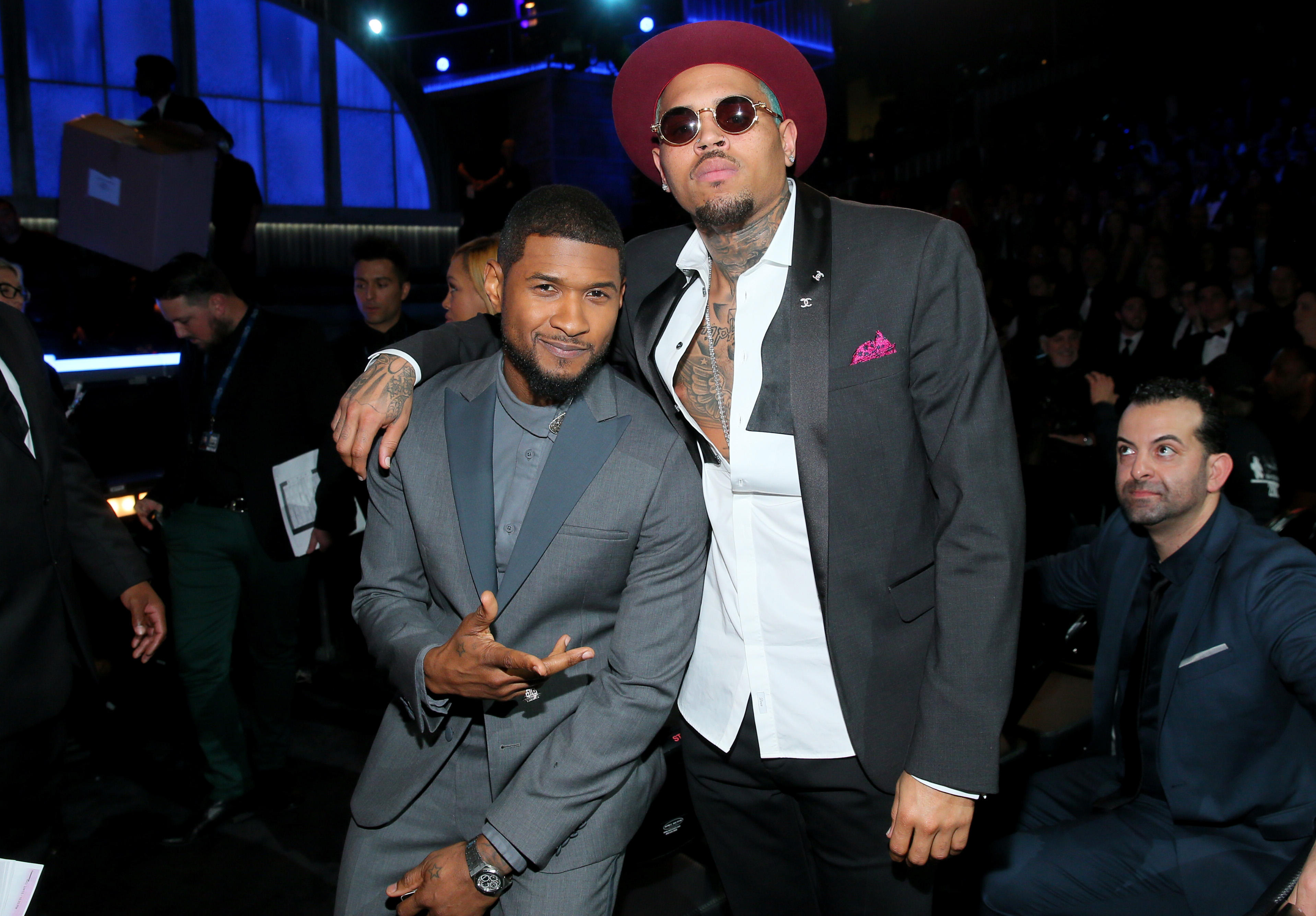 chris brown and usher The 57th Annual GRAMMY Awards - Backstage