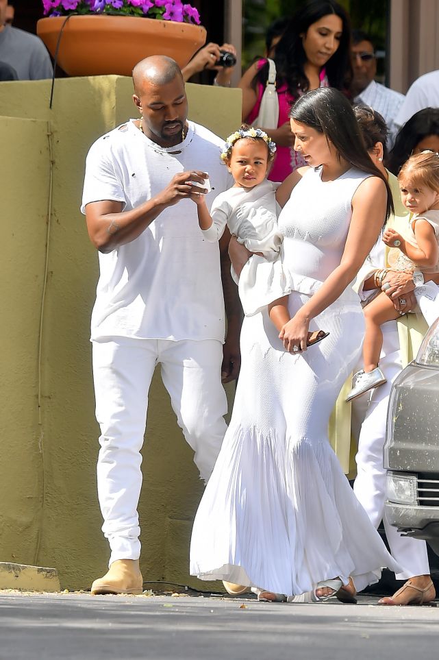 Kanye West, Kim Kardashian, North West on Easter
