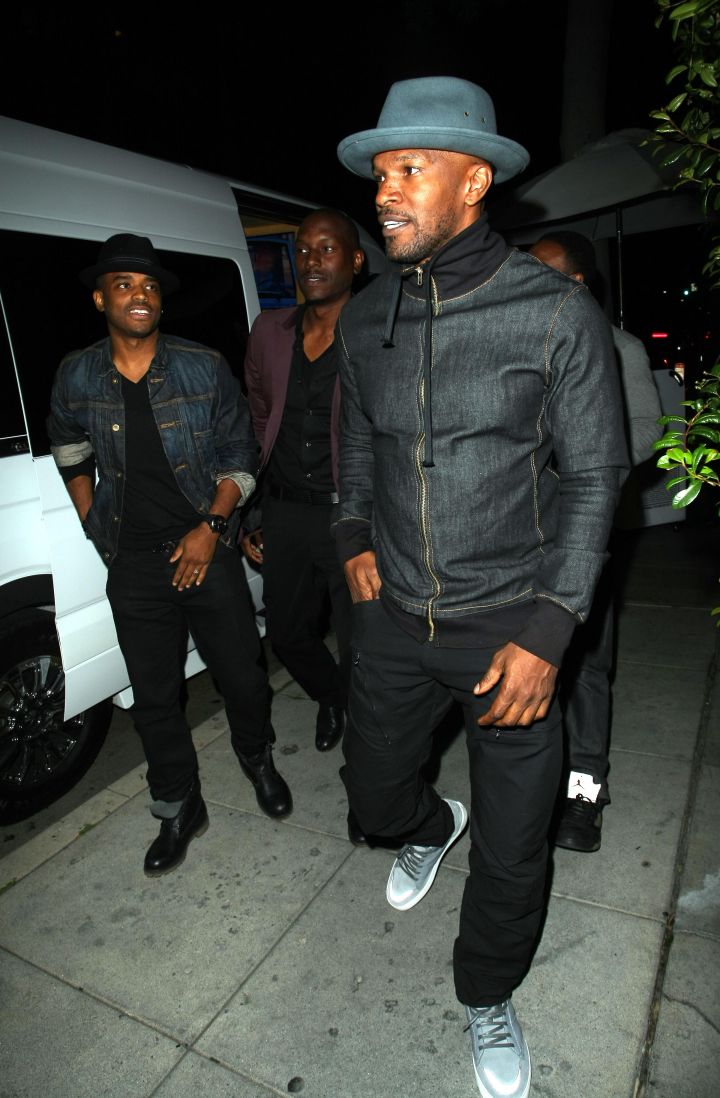 Jamie Foxx was spotted heading into Mr. Chow with his boys, Tyrese Gibson and Larenz Tate.