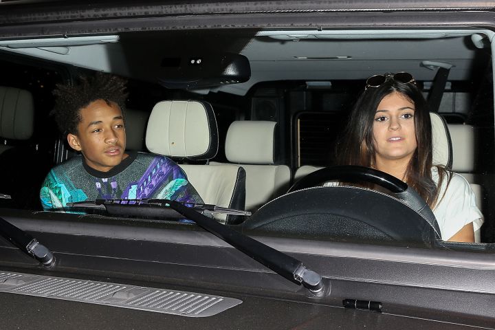 Jaden Smith riding shotgun with skinny-lipped Kylie Jenner.
