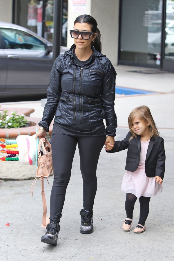 Kim and Kourtney Kardashian drop off North West and Penelope Disick at ballet class