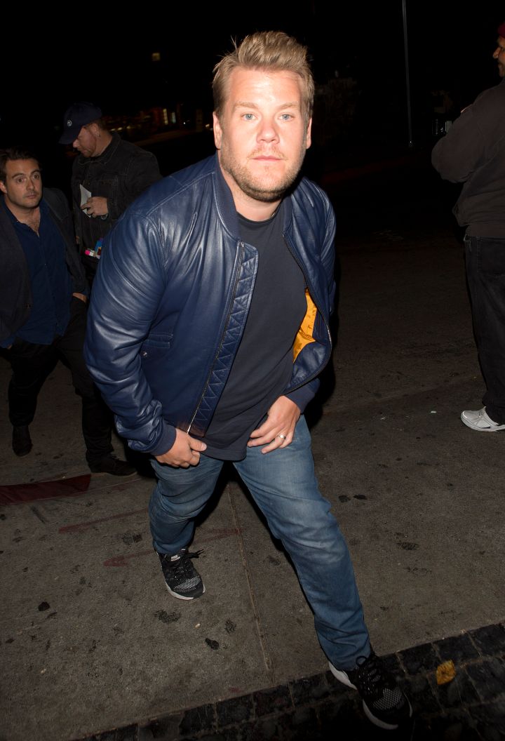 James Corden doesn’t try to avoid paparazzi at all while on his way out of the Chateau Marmont hotel.