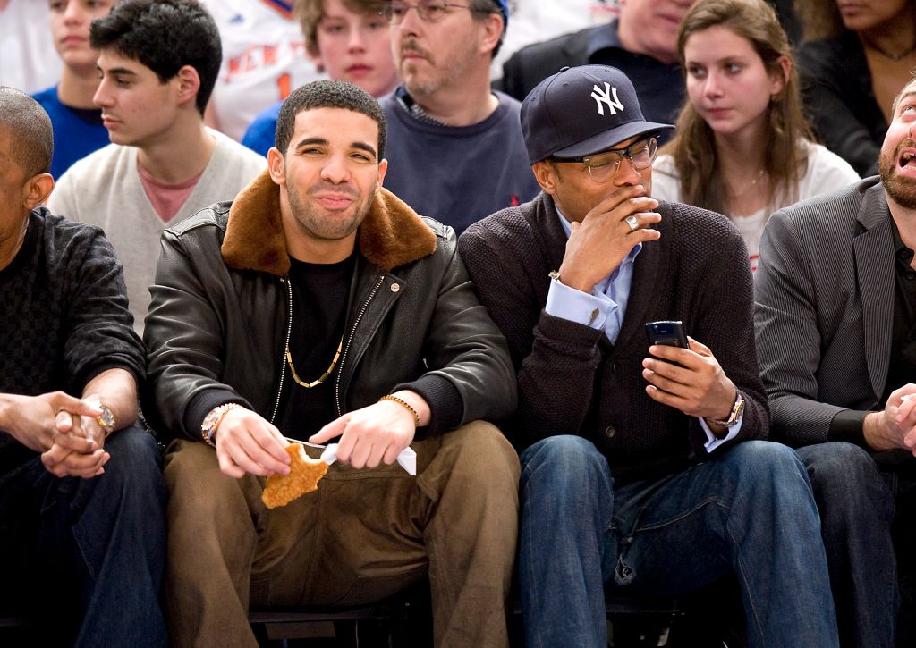 Drake courtside, Maxwell - Celebrities court side at the NY Knicks Miami Heat game featuring Lebron James
