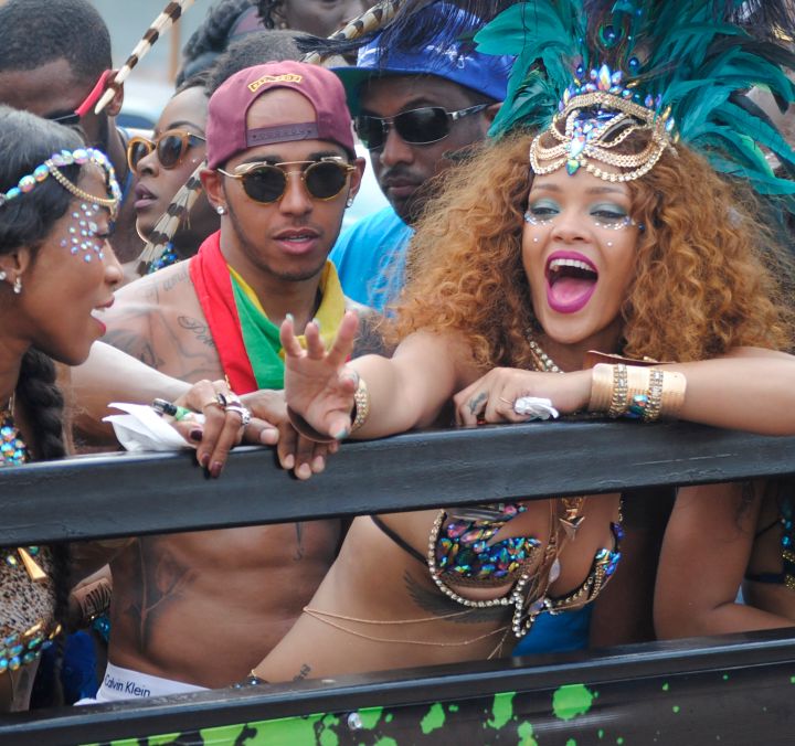 RiRi and Lewis Hamilton link up.