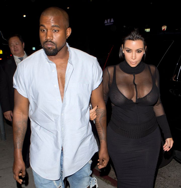 Kim and Kanye arrive at Bootsy Bellows.