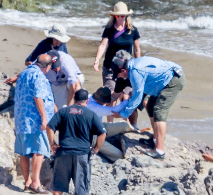 Woody Allen fell on his movie set in Malibu, but don’t worry – all the king’s horses and all the king’s men were able to put Woody back together again.