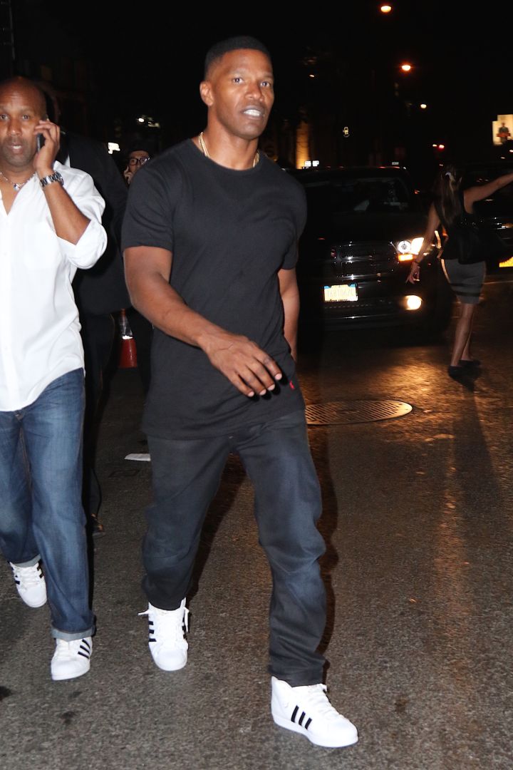 Jamie Foxx headed to Up & Down in NYC to support Travi$ Scottās album release party.