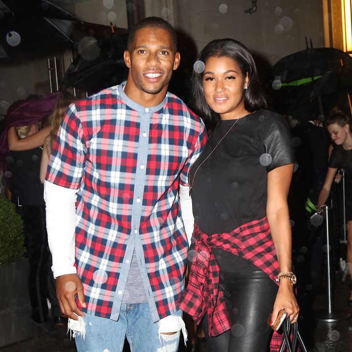 Victor Cruz and his fiancee Elaina Watley.