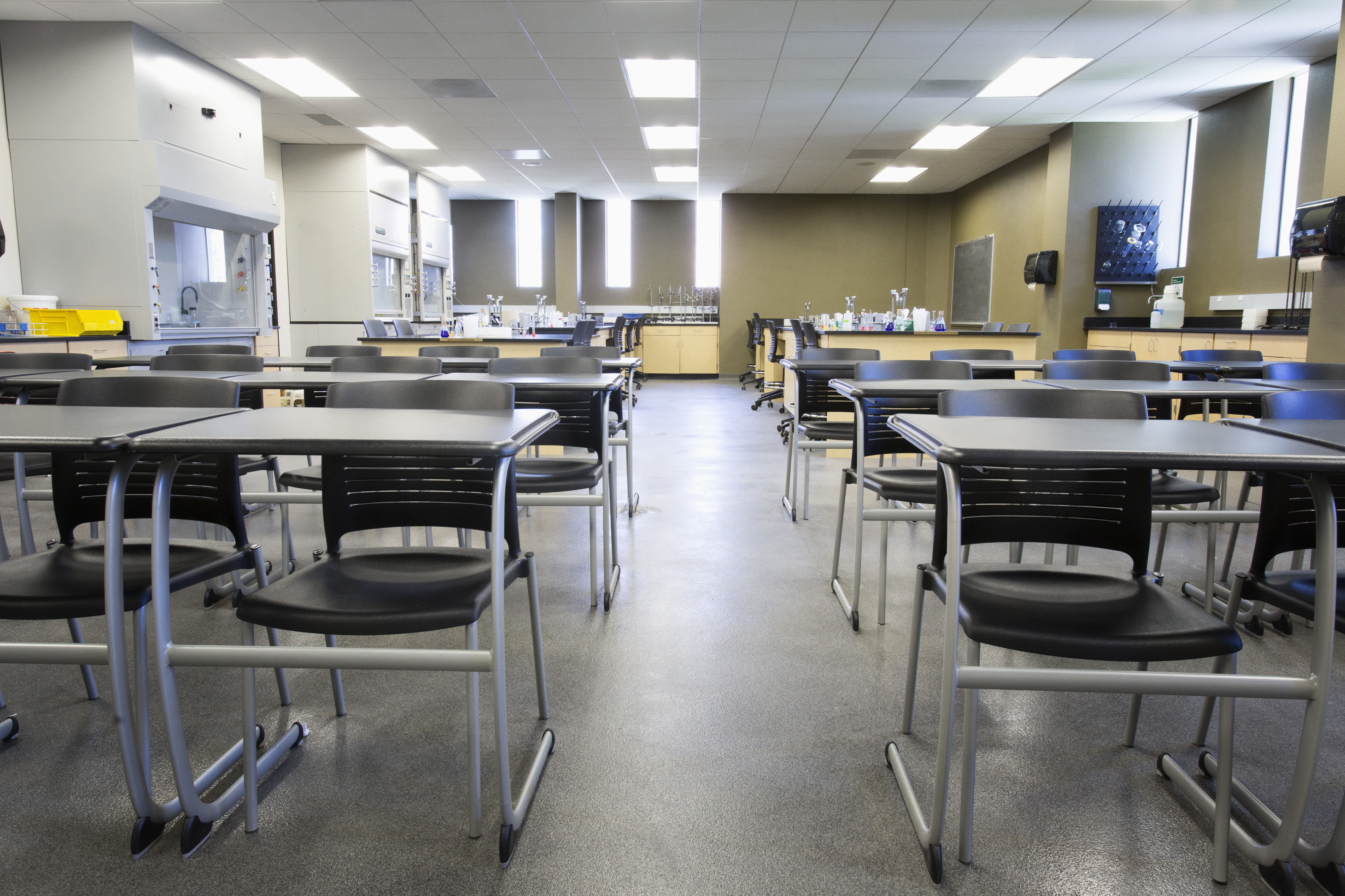 Empty desks in classroom