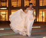 Jennifer Hudson wants to be Cinderella so bad. Here she is coming out of Lincoln Center in New York.