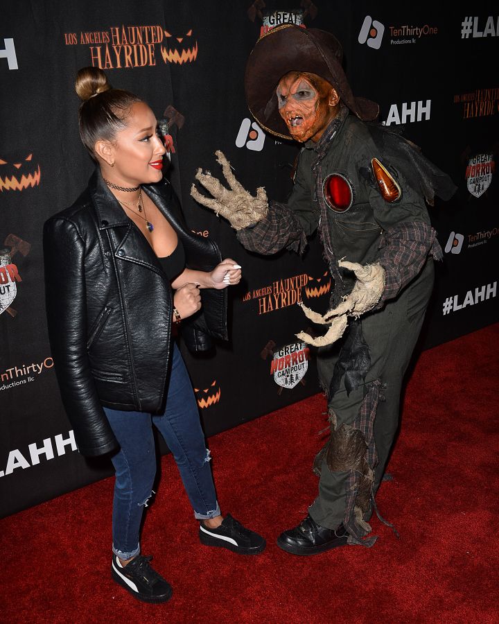 Adrienne Bailon wasn’t about that horror life at the grand opening of the Haunted Hay Ride.