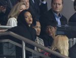 Rihanna was trying to keep it low key as she watched a soccer match with her family in Paris.