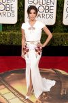 Eva Longoria rocked winter white with floral embellishments.