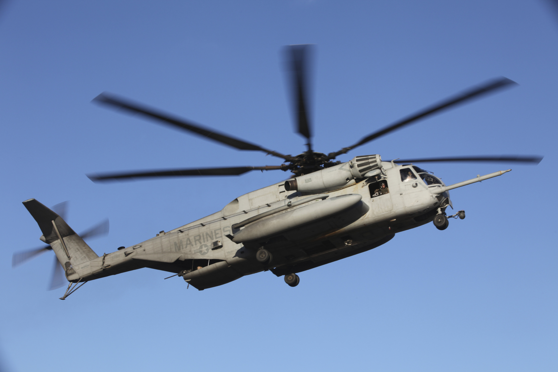 A U.S. Marine Corps CH-53 Sea Stallion helicopter.