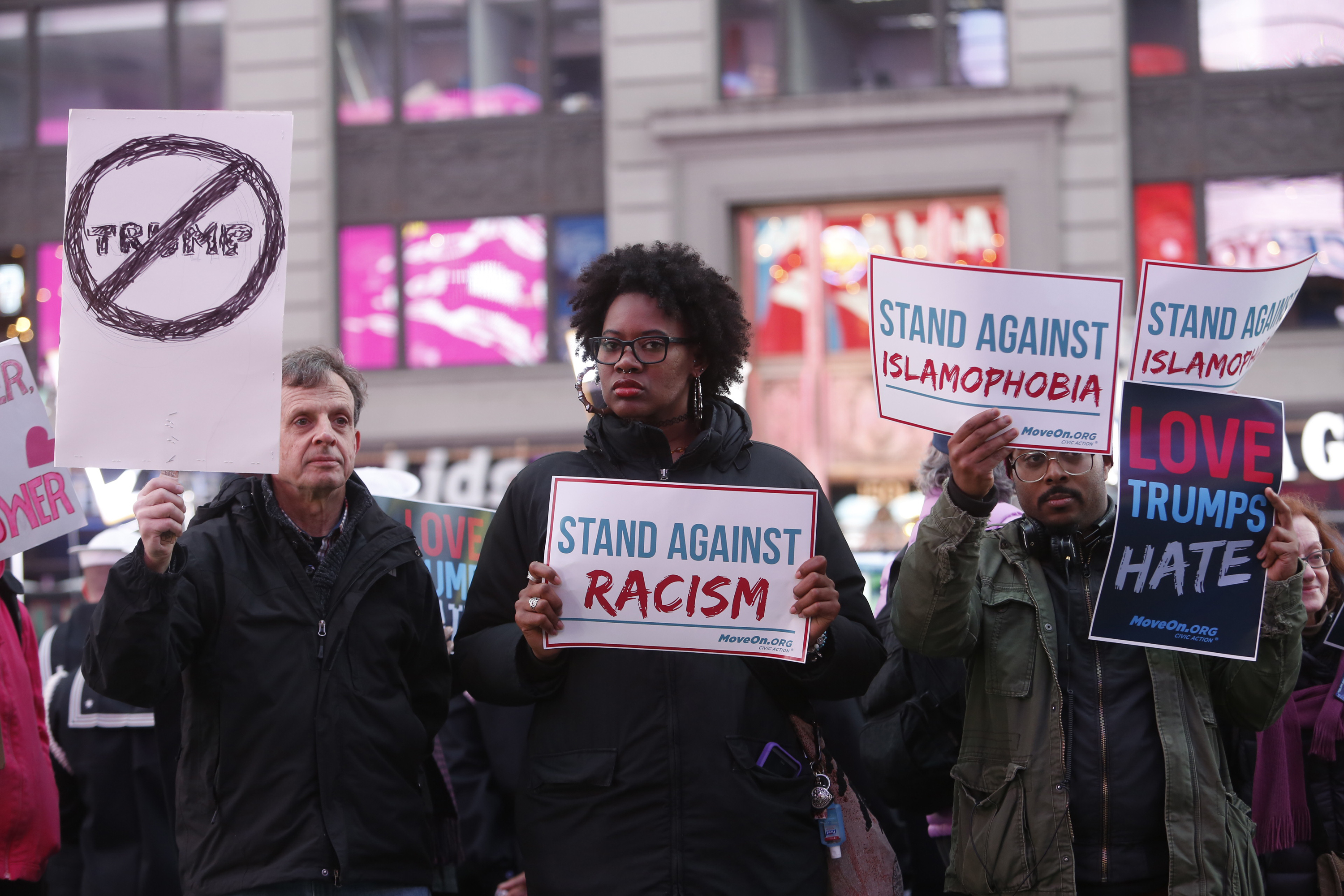 Americans Stand for Love & Against Trump's Hate Outside GMA