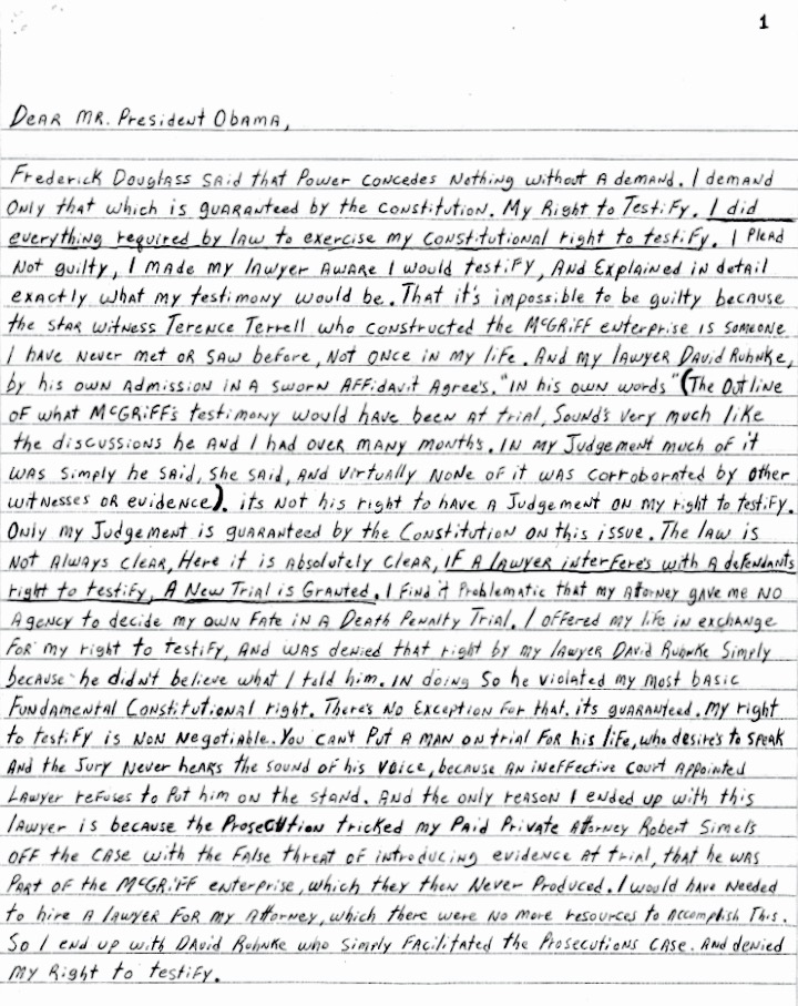 Kenneth "Supreme" McGriff Pardon Letter