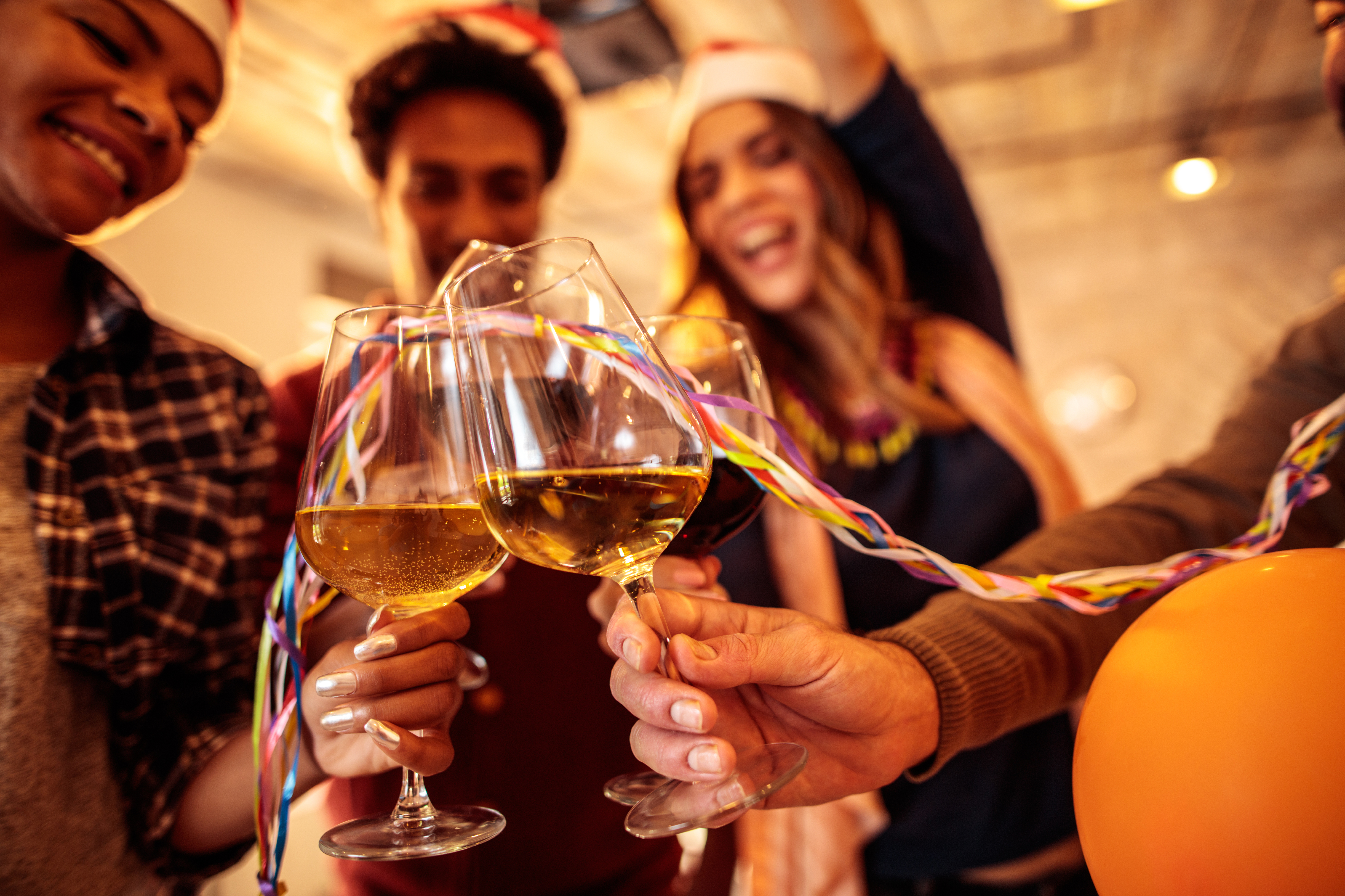 Close up of a friends toasting for a New Year.