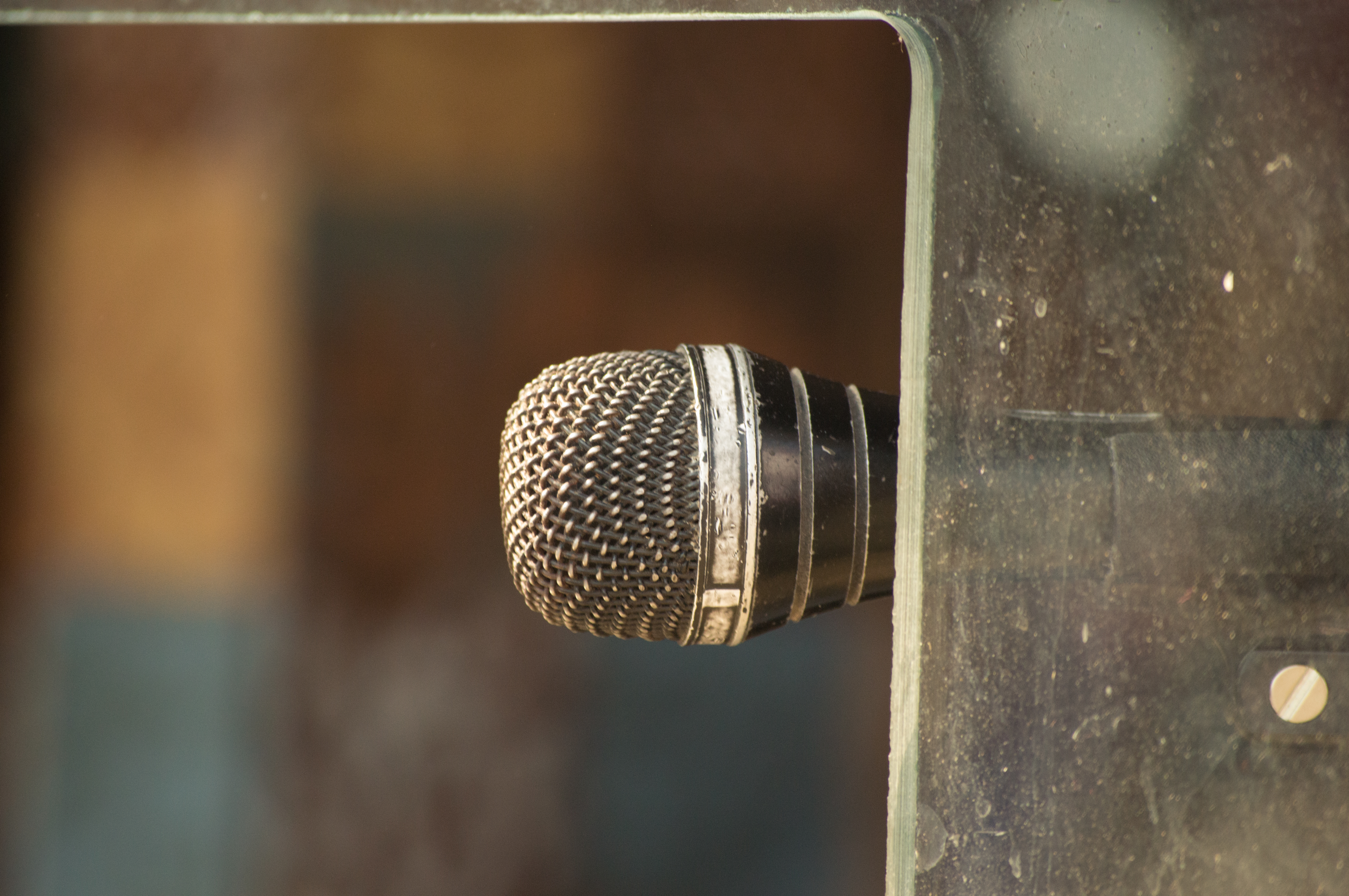 Vintage Microphone on window