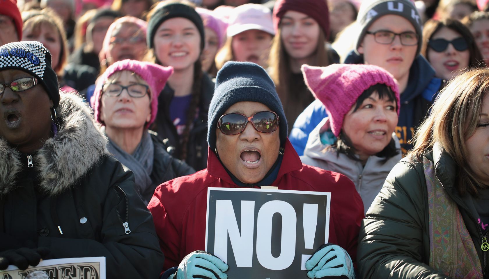 Huge Crowds Rally At Women's Marches Across The U.S.