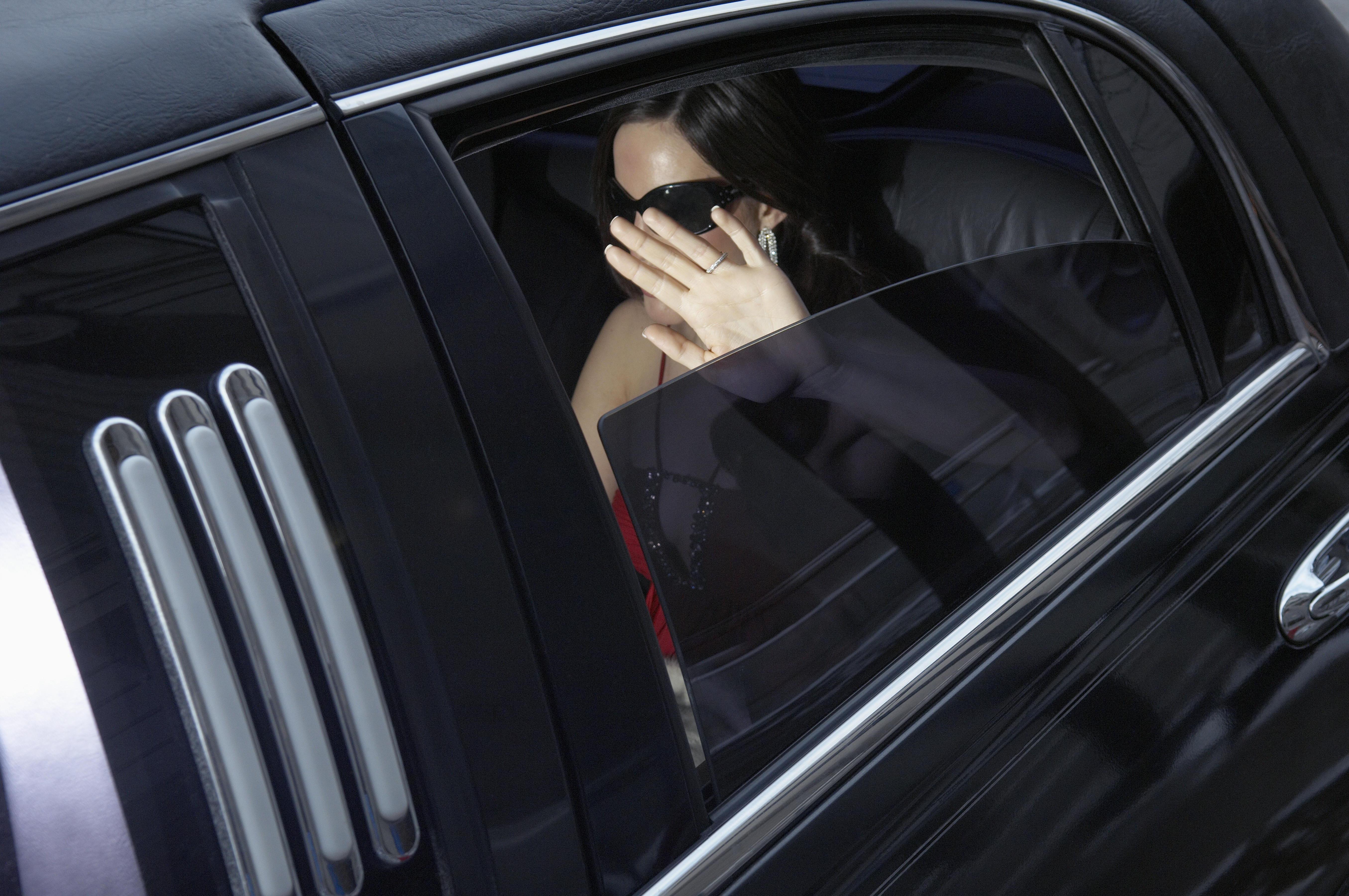Celebrity in a limousine