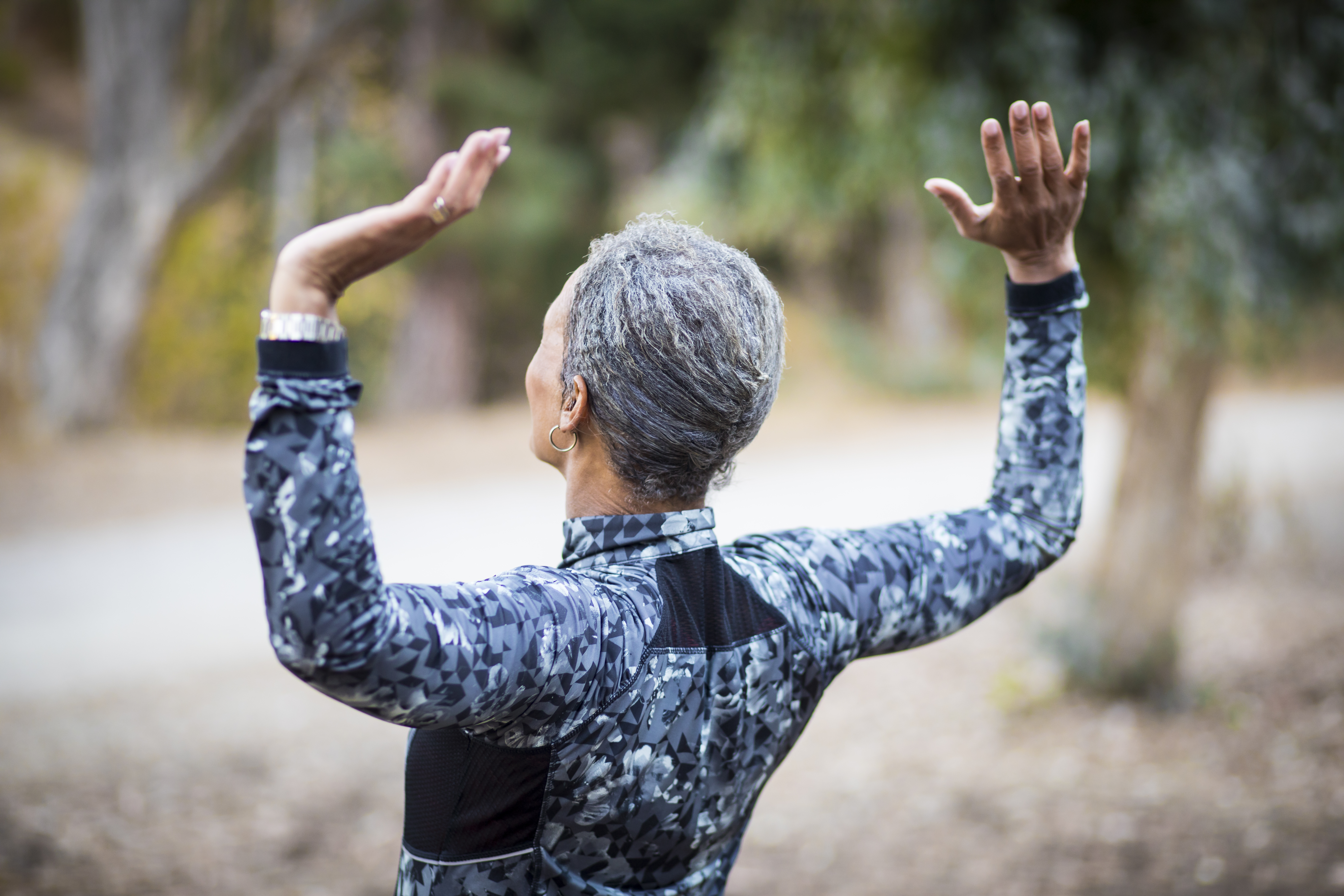 Portrait of a Black Woman stretching