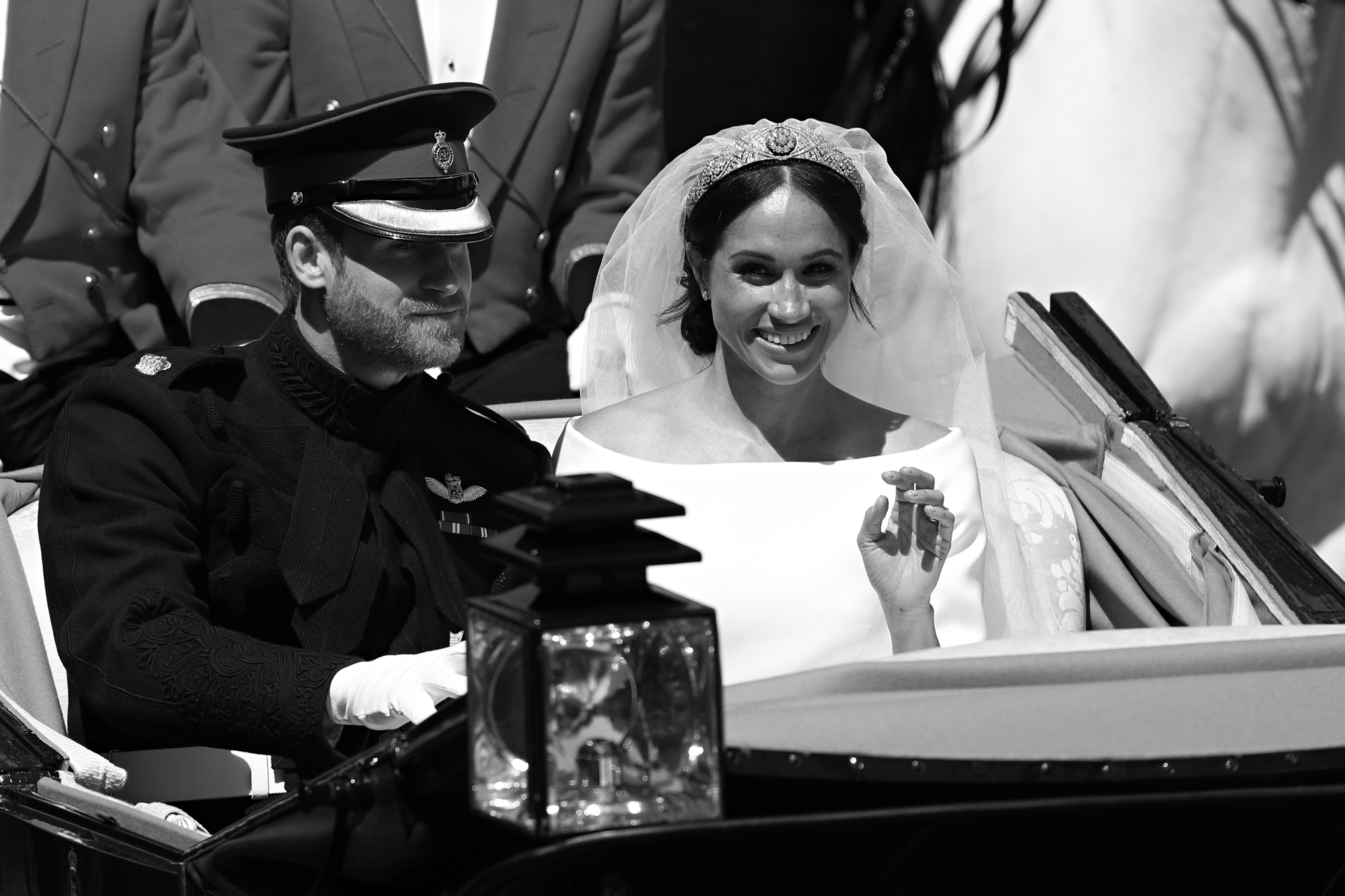 BRITAIN-US-ROYALS-WEDDING-PROCESSION-BLACK AND WHITE