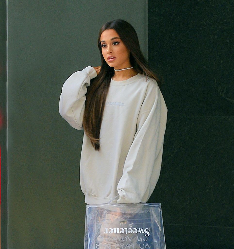 Ariana Grande Plays With Her Hair In NYC