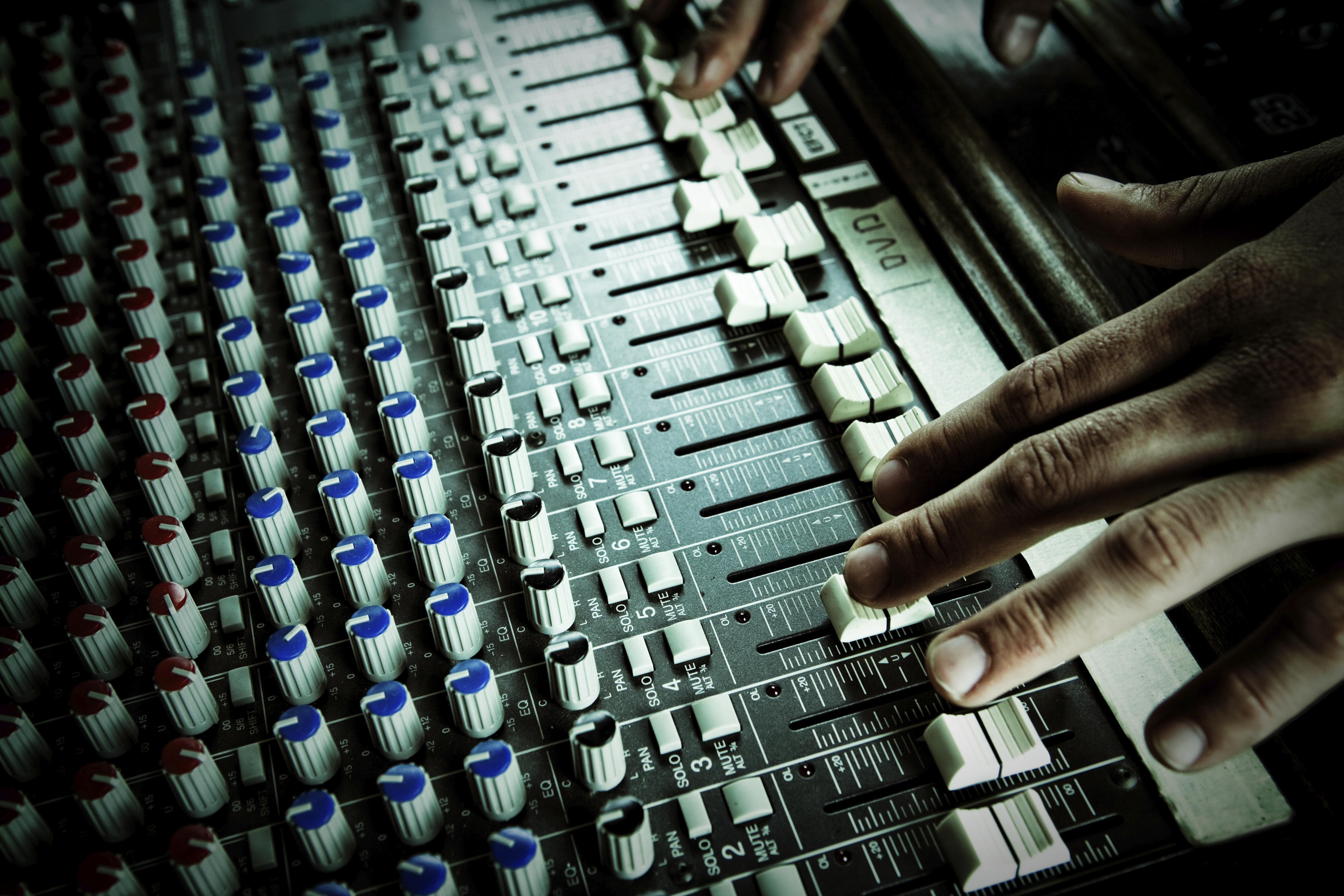 detail of a dj audio console