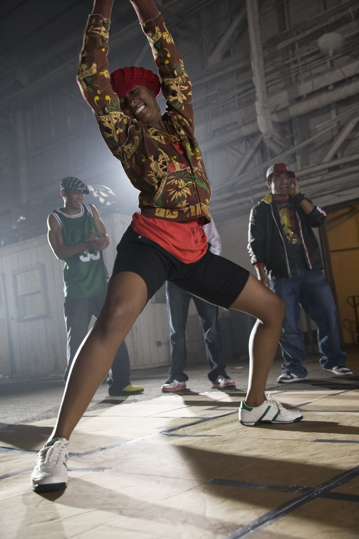African woman breakdancing