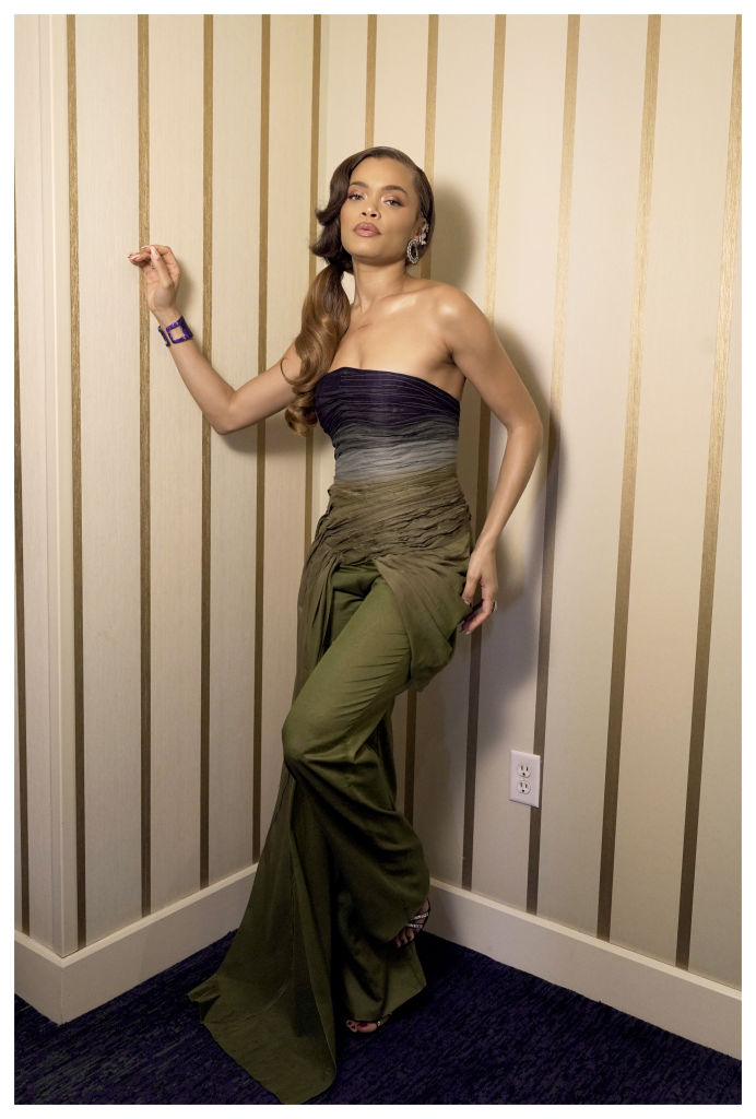 Andra Day poses as she preps for the 2021 Critics Choice Awards