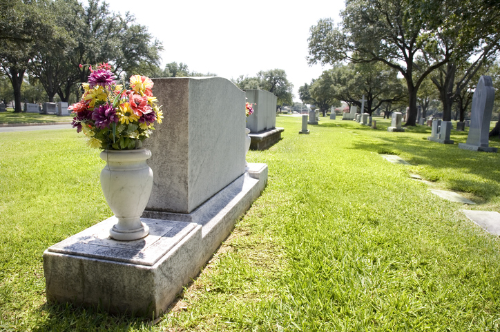 Row of Tombstones at a Cemetery