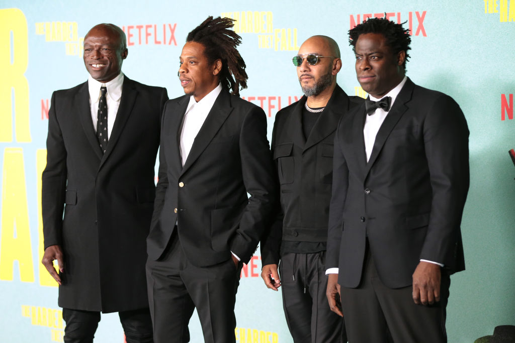 Seal, Jay-Z, Swizz Beatz, and director Jeymes Samuel attend the L.A. premiere for 'The Harder They Fall.'