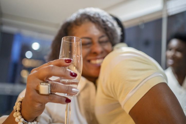 Mother and son celebrating New Year at home