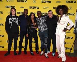 Rob Stone, Cleopatra Bernard, and Solomon Sobande and Geneva Ayala attend the SXSW Premiere of LOOK AT ME: XXXTENTACION